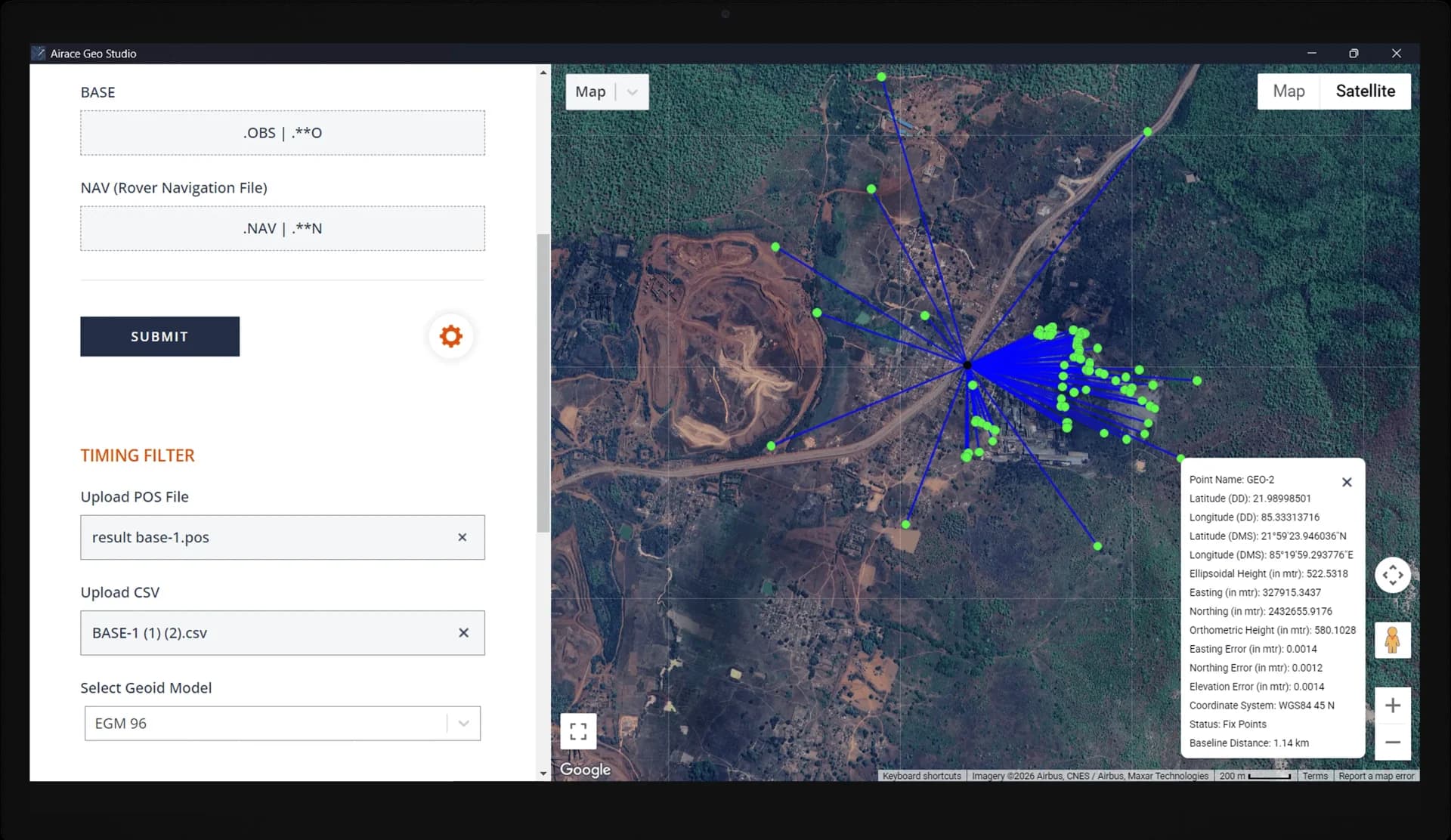 Airace Geo Studio RINEX and processing workflow